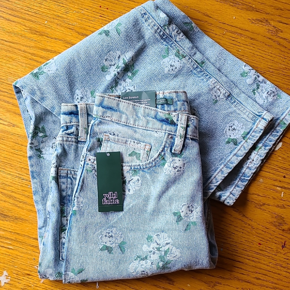 Wild Fable Blue Jeans with Floral Pattern